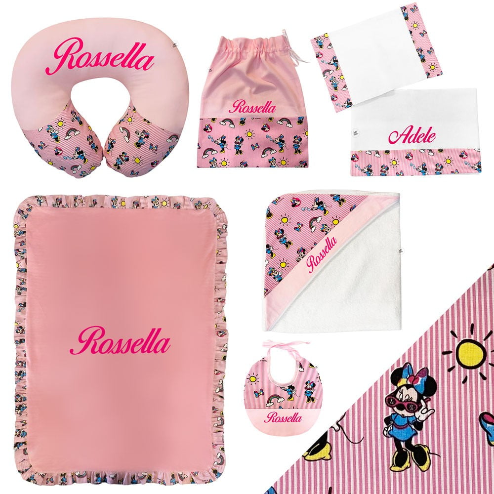 kit corredino disney minnie a righe da personalizzare con nome - Le migliori idee regalo per la tua amica incinta